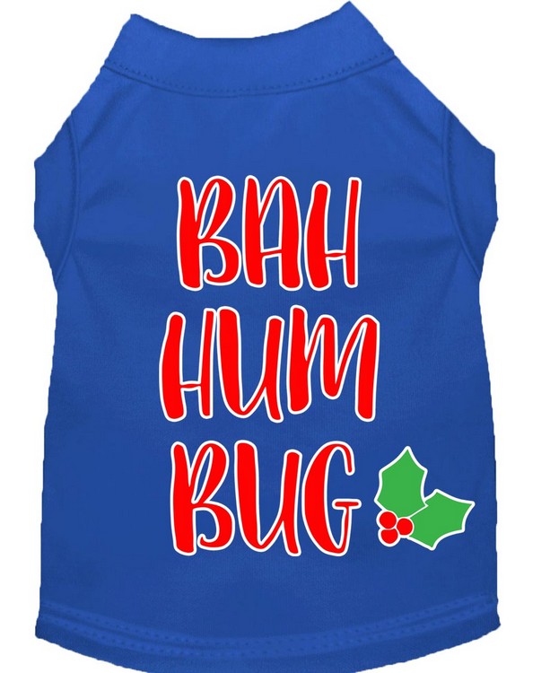 Bah Humbug Screen Print Dog Shirt Blue XS